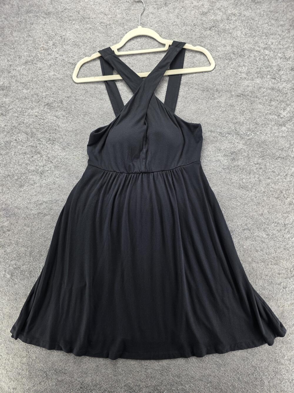 Soma Dress Womens M Black Sundress Short V-Neck Strappy Jersey Pockets